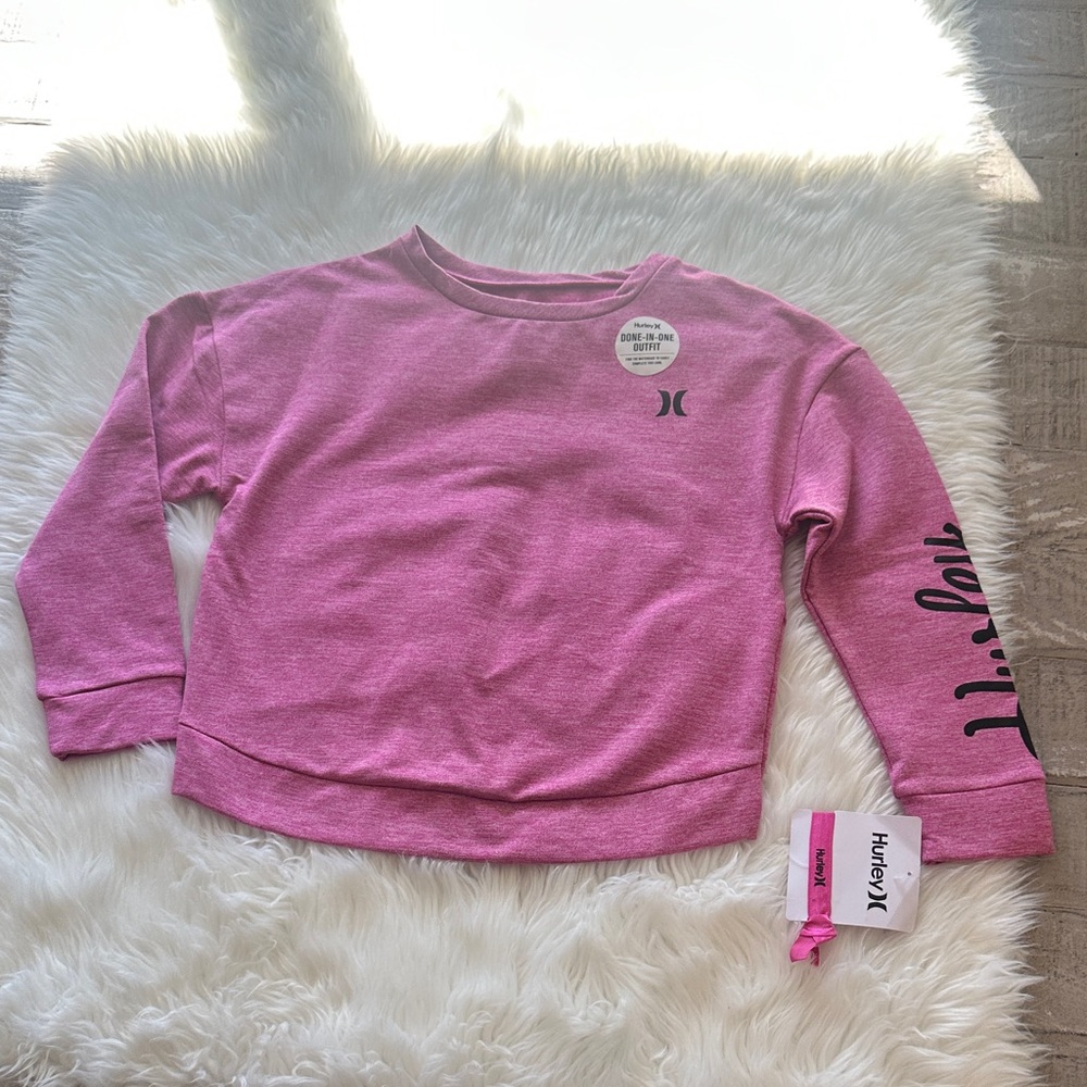 Hurley Active Beach Crossover Sweatshirt & Hair Tie Set for Kids Size L NWT